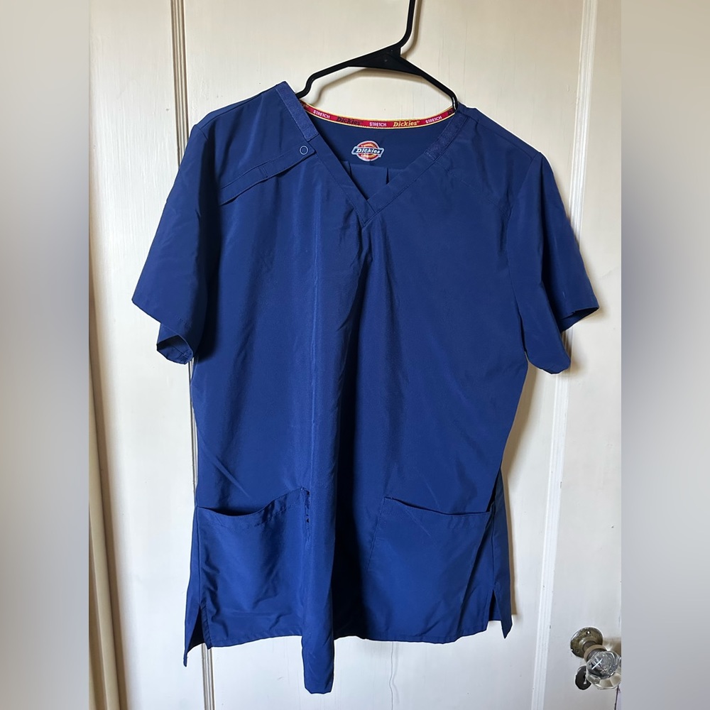 Dickies Scrubs Set (2-Pocket Top, Straight-Leg Bottoms) - Size L, Navy Blue
